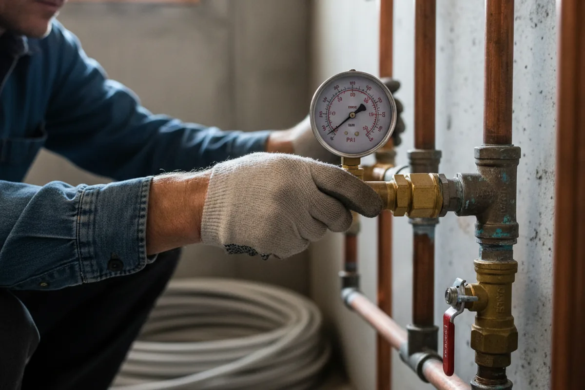 Pressure testing a repaired line during Water Line Repair in Fannettsburg